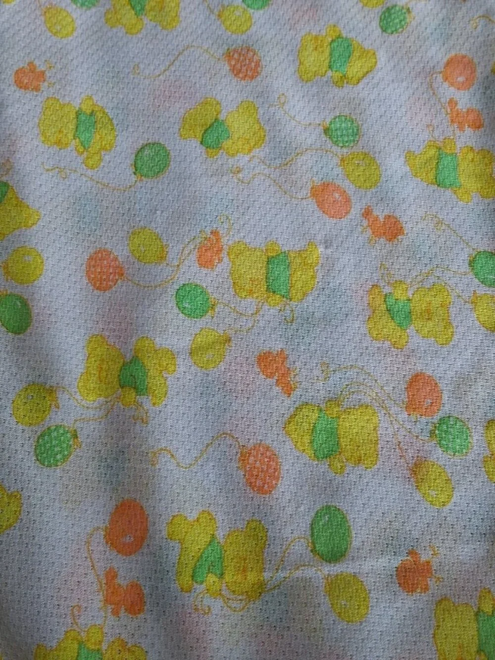 Vtg Knit Fabric Stretch Material - Yellow Orange Neutral Bears -2.3 yard x 30